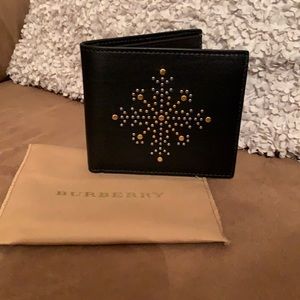 Burberry Riveted Leather Int’l Bi-Fold Wallet